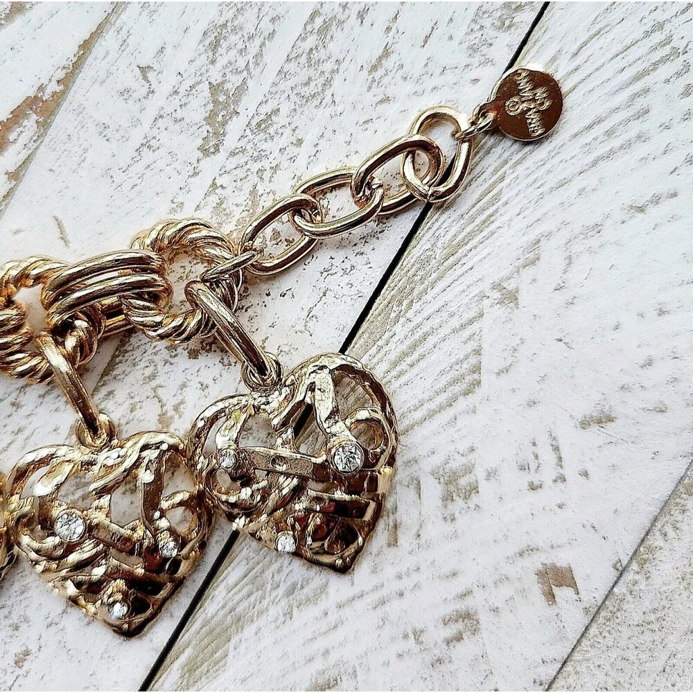Graziano Heart Dangle Gold Tone Charm Bracelet - Picture 6 of 6